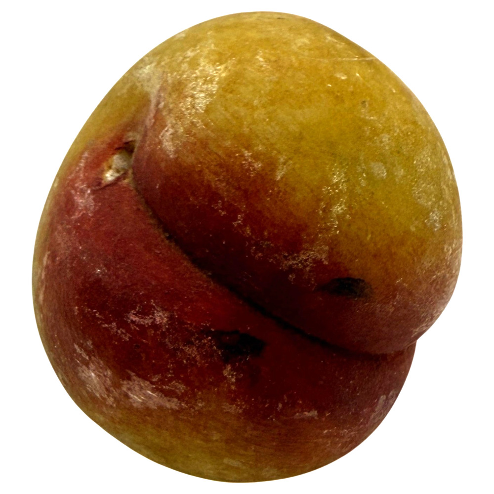 Alabaster Stone Fruit Peach Realistic Bruises Nectarine Hand Carved Flat Side 3"